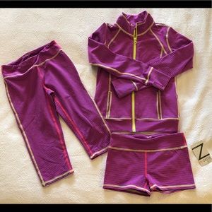Girls Zella jacket, leggings & shorts. Sz M (8-10)